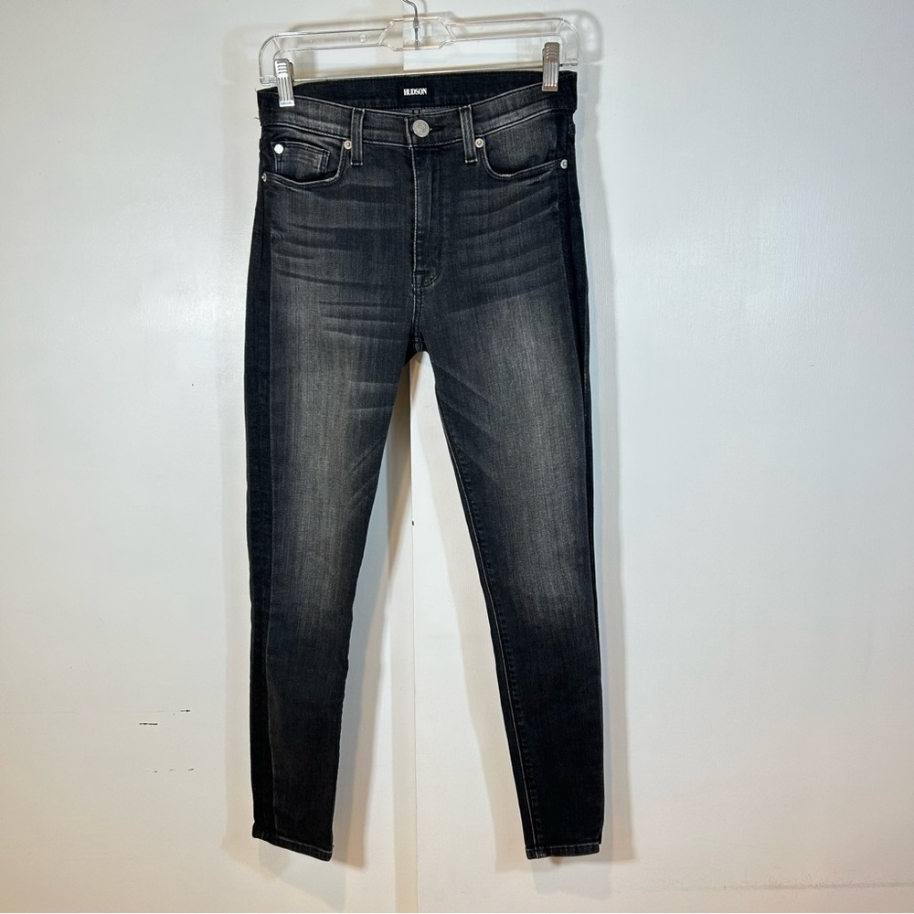 Hudson Jeans High-Rise Skinny Jeans in Washed Black